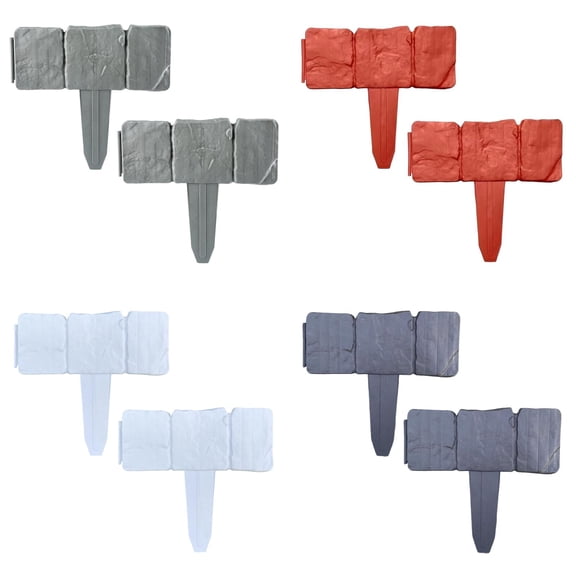 Imitation Stone Garden Fence Plastic Retaining Edging Border Cobbled Effect Landscape Decor Interlocking Decorative Panels Flower Bed Path Lawn Outdoor Picket Yard Grass Edge(Mix Colors,8pcs)