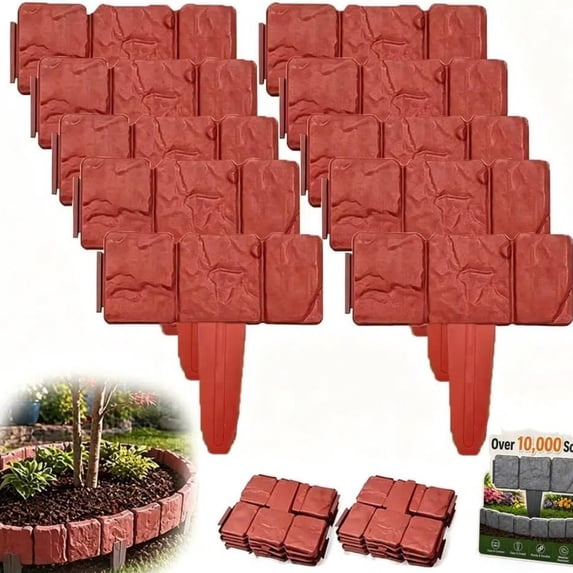 Imitation Stone Garden Fence, Plastic Retaining Edging Border, Cobbled ...