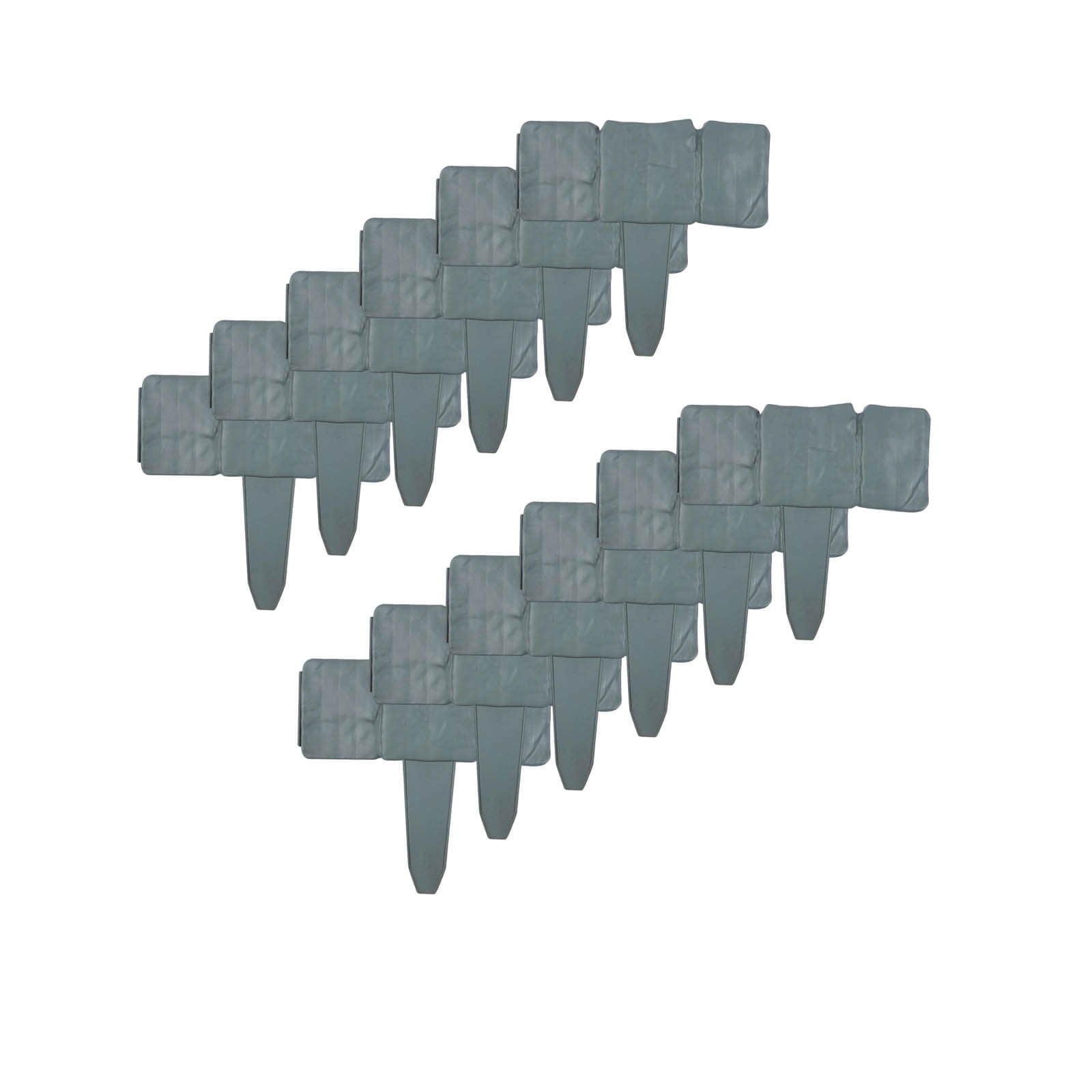 Imitation Stone Garden Fence, Plastic Retaining Edging Border Grey Cobbled Effect Landscape Decor, Interlocking Decorative Panels Flower Bed Path Lawn Outdoor Picket Yard Grass Edge(Gray,12PCS)