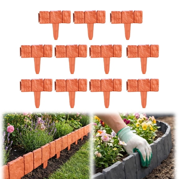 Imitation Stone Garden Fence Plastic Retaining Edging Border Grey Cobbled Effect Landscape Decor Interlocking Decorative Panels Flower Bed Path Lawn Outdoor Picket Yard Grass Edge