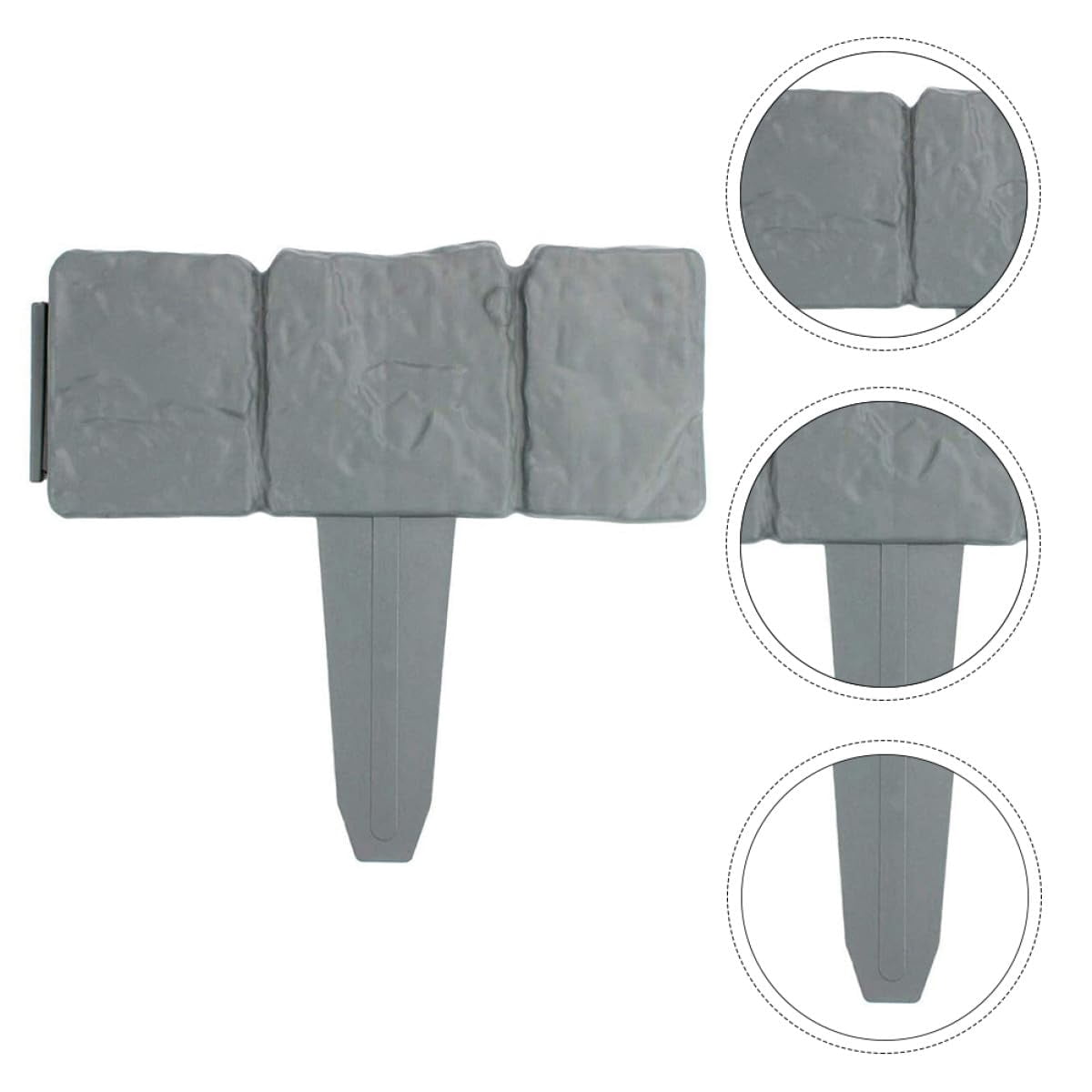 Imitation Stone Garden Fence Plastic Retaining Edging Border Grey Cobbled Effect Landscape Decor Interlocking Decorative Panels Flower Bed Path Lawn Outdoor Picket Yard Grass Edge(Gray,10pcs)