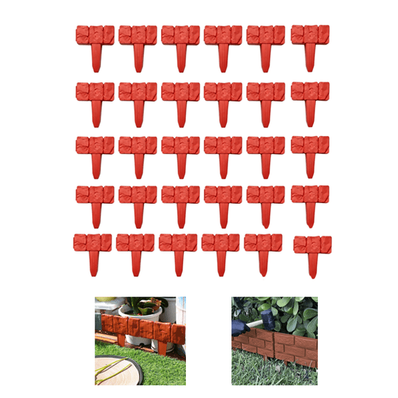 Imitation Stone Garden Fence Plastic Retaining Edging Border Grey Cobbled Effect Landscape Decor Interlocking Decorative Panels Flower Bed Path Lawn Outdoor Picket Yard Grass Edge