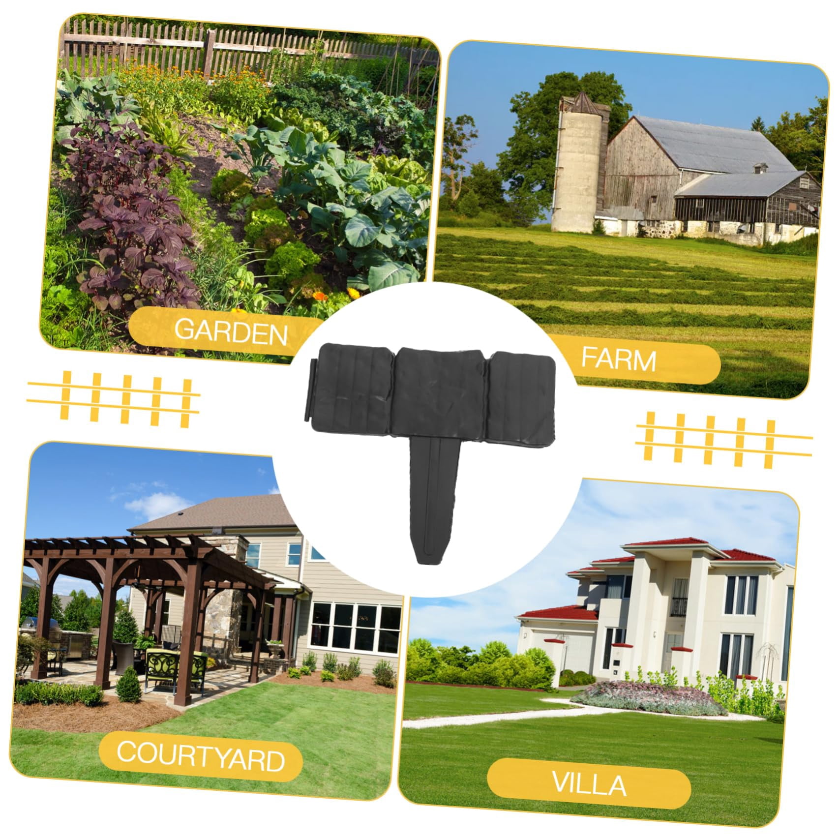 Imitation Stone Garden Fence, Stone-Look Lawn Edging Border for Flower Beds, Plastic Garden Retaining Edging Fence, Flexible Interlocking Landscape Edging, No Dig Decorative Lawn Border