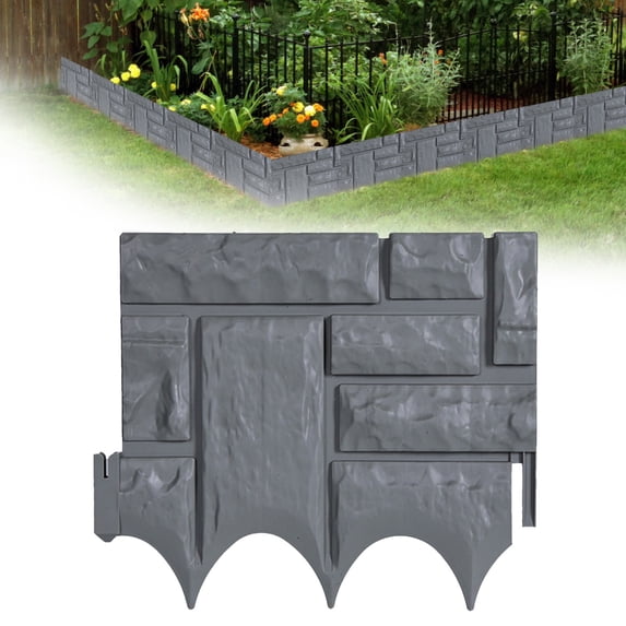 Imitation Stone Interlocking Plastic Garden Fence, Foldable ...
