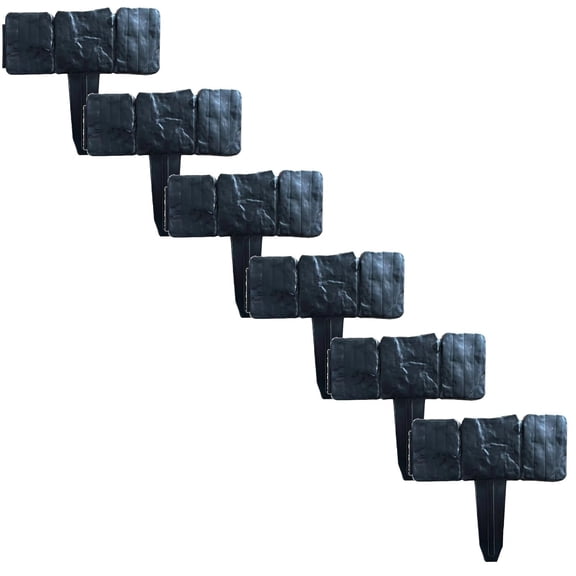 Plastic Retaining Edging and Garden Fence with Grey Cobbled Effect Imitation Stone for Outdoor Borders and Landscaping (Black,10PCS)