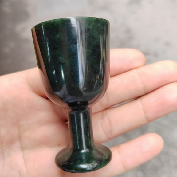 Imitation Tibetan Jade Herbal Stone Wine Cup Small Energy Nourishing Tea Glass for Daily Use or Display Decoration