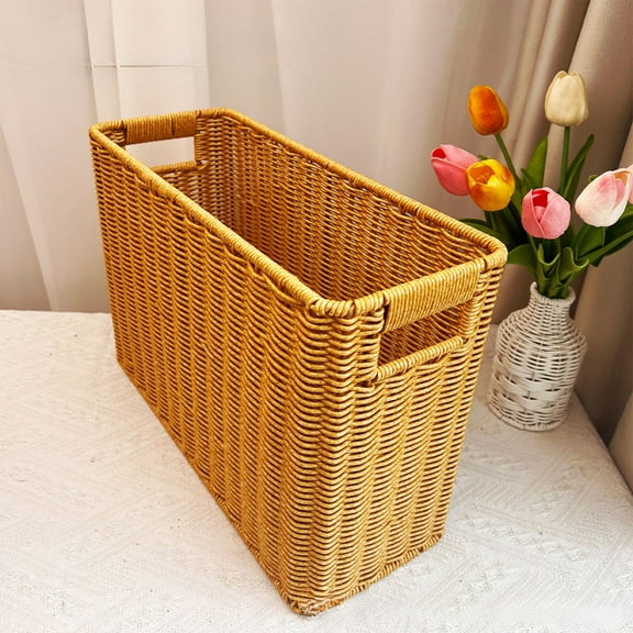 Imitation Vines Storage Basket, Large Capacity Wine Bottle Holder, Picnic Wedding Souvenir Organizer, Plastic Woven Handled Basket for Home Decor and Gift Packaging