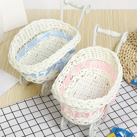 Imitation Vines Weaving Basket Small Cart Sugars and Fruit Basket Multi Functional Storage Basket Home Wedding Decoration Rattan Tray, 1pc 1* Storage Basket Imitation Vines Weaving Basket Small