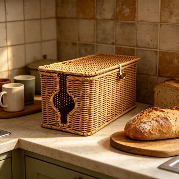 Imitation Vines Weaving Storage Basket • Hollow Washable Desktop Organizer • Cable Management Box for Living Room Bedroom Office • Plastic Woven Storage Bin Flip Cover 32x13x13cm Yellow