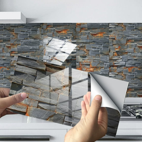 Imitation Wall Tiles Sticker, QQZ Waterproof Adhesive PVC Tile Film for Kitchen Bathroom, Removable Self-Adhesive Floor Backsplash Stickers Easy to Apply