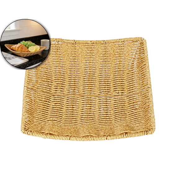 Imitation Wicker Bread Baskets, 8.8 x 8.8 Inch Square Bread Baskets for Serving Fast Food Baskets Fruit Baskets Gift Baskets for Breakfast, Snacks Home, Restaurant, Bakery Tabletop, Brown