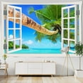 thumbnail image 1 of Imitation Window Landscape Tapestry Wall Hanging Beach Seaside Tree Tapestries Art Home ra, 1 of 4