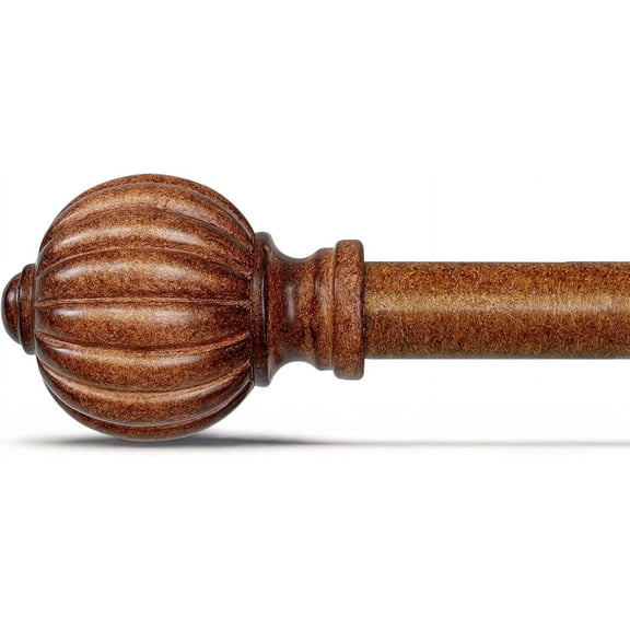 Imitation Wood Curtain Rods 72-144 inch, 1 inch Adjustable Heavy Duty Drapery Pole with Finials, Classic Window Curtain Rod, Red