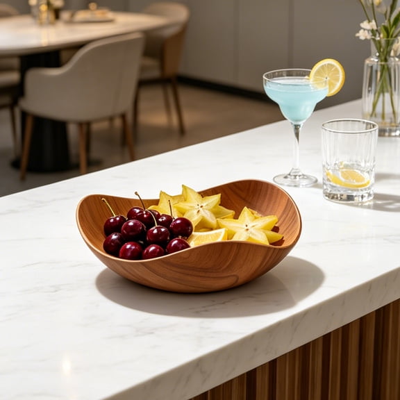 Imitation Wood Grain Fruit Plate, Irregular Plastic Curved Fruit Tray Imitation Wood Grain, Multipurpose Serving Dish for Fruit Candy Nuts, For Decorative Kitchen Counter Coffee Table
