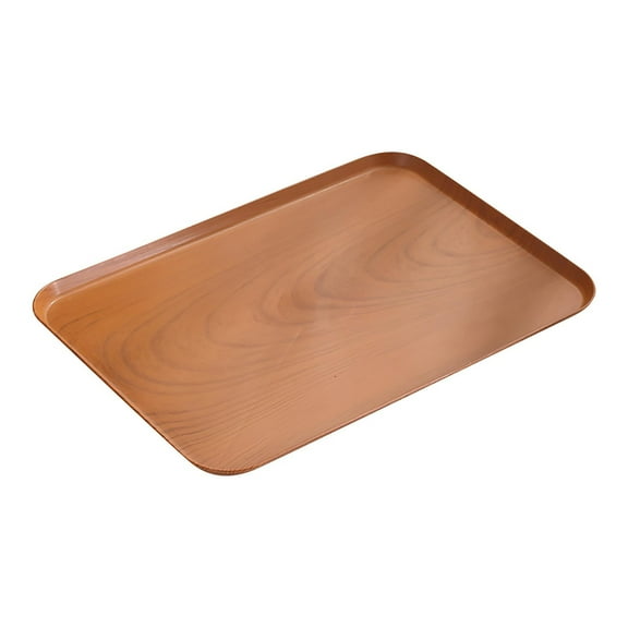 Imitation Wood Grain Plastic Tray, Rectangular Multi-Functional Serving Tray with Raised Edges for Food, Drinks, Appetizers, Cakes, and Party Snacks