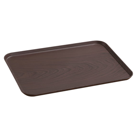 Imitation Wood Grain Rectangular Serving Tray, Heavy Duty Pp Plastic Decorative Tray for Living Room Coffee Table, Hotel Restaurant Tea Cup Storage, Dark Brown Harlik