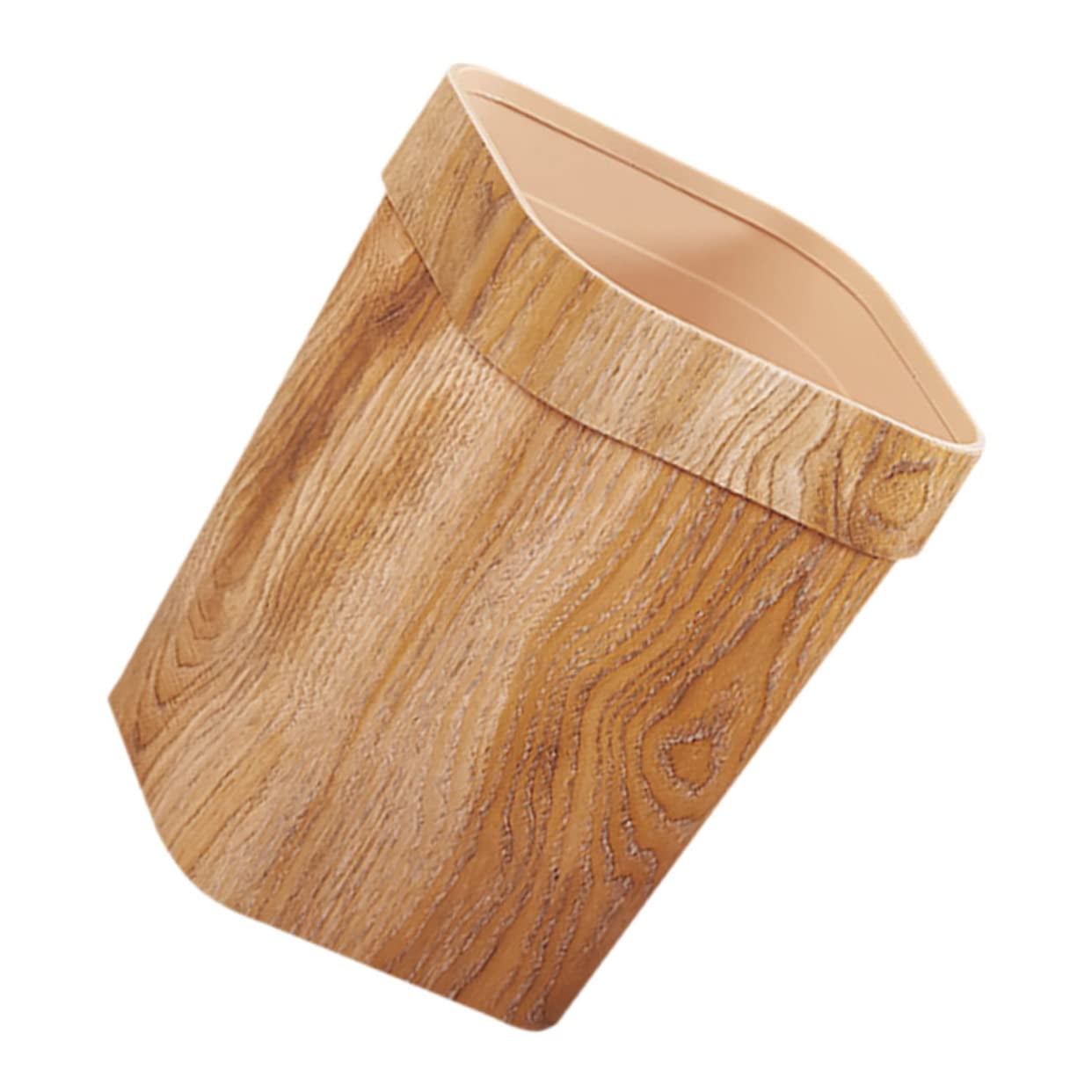 Imitation Wood Grain Trash Can Garbage Can Laundry Basket Room Trash Can Desktop Trash Bin