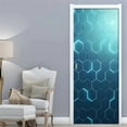 Imitation Wooden Door Modern Lines Door Sticker Abstract Art Mural