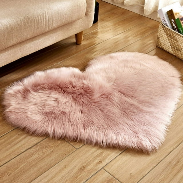 Imitation Wool Rugs Faux Fur Non Slip Bedroom Heart Shape Carpet Living Room Mats Carpet;Imitation Wool Rugs Faux Fur Non Slip Heart Shape Carpet Living Room Mats