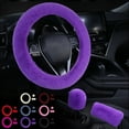 thumbnail image 1 of Imitation Wool Steering Wheel Cover Set | Warm Fuzzy Car Handle Covers 14.96in | Multicolor, Elastic Fit, Breathable & Sweat Resistant, Winter Driving Comfort, 1 of 3