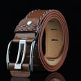 thumbnail image 1 of Imitation leather Wide Waist Belts for Men Metal Pin Buckle Belt Fashion Versatile Elastic Cinch Belt Brown One Size, 1 of 3