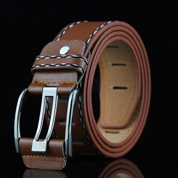Imitation leather Wide Waist Belts for Men Metal Pin Buckle Belt Fashion Versatile Elastic Cinch Belt Brown One Size