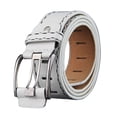 thumbnail image 1 of Imitation leather Wide Waist Belts for Men Metal Pin Buckle Belt Fashion Versatile Elastic Cinch Belt White One Size, 1 of 3