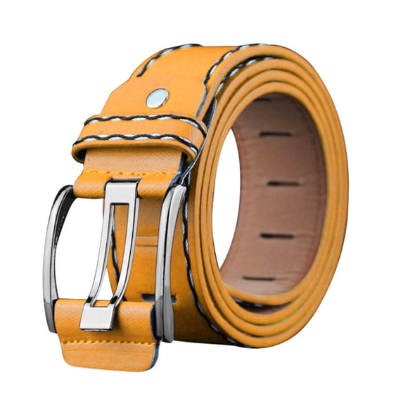 Imitation leather Wide Waist Belts for Men Metal Pin Buckle Belt Fashion Versatile Elastic Cinch Belt Yellow One Size