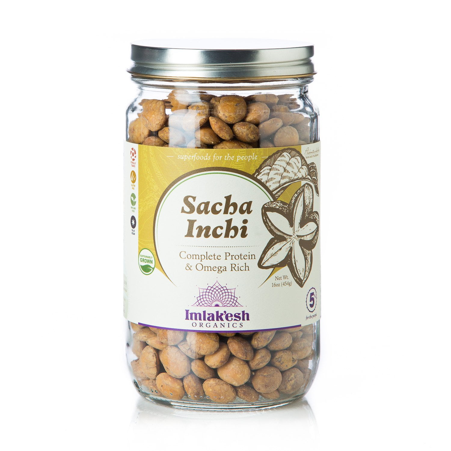 Imlak'esh Organics Sacha Inchi Nuts, Roasted & Salted