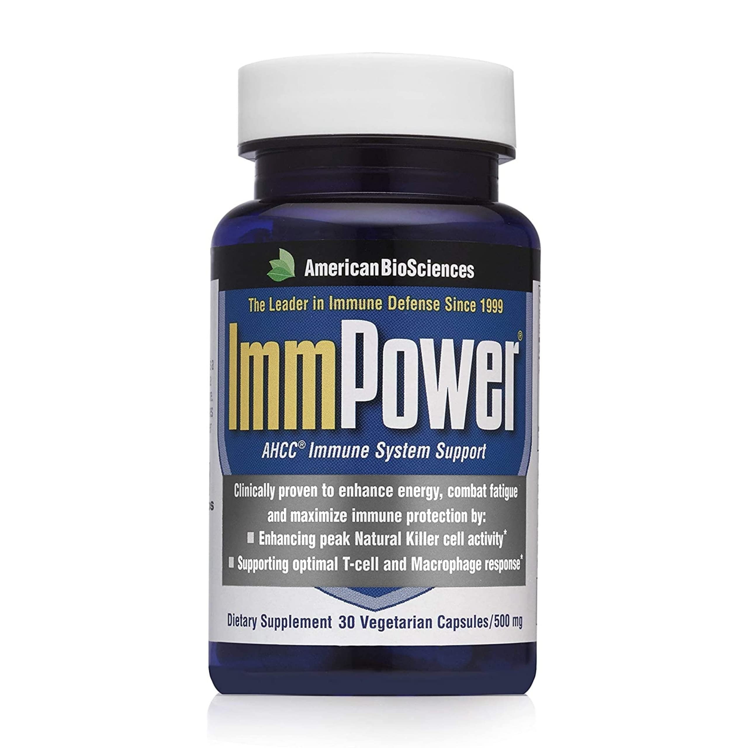 ImmPower AHCC 500mg by American BioSciences, Immune Support Hybridized Mushroom Supplement, 30 Vegetarian Capsules for All Ages