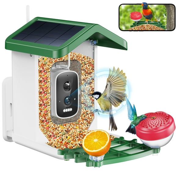 ImmSss Bird Feeder with Camera, AI Identify Bird Species,Solar Smart Hummingbird House with 2.5K HD Cam,Live View,Instant Arrival Alerts,Capture Bird Video,Squirrel-Proof,Ideal Gift for Bird Lover