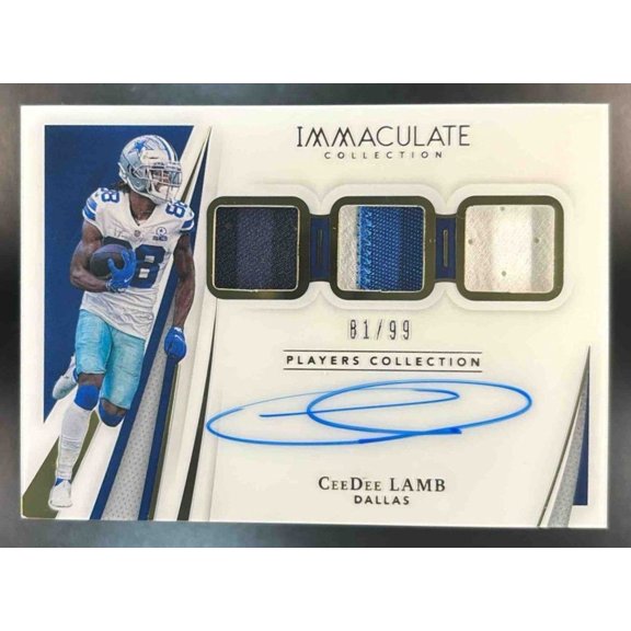Autographed Immaculate Collection CeeDee Lamb #IPC-CL 2021 Panini Dallas Cowboys Football Card Dallas Cowboys NFL Autographed Football Trading Card