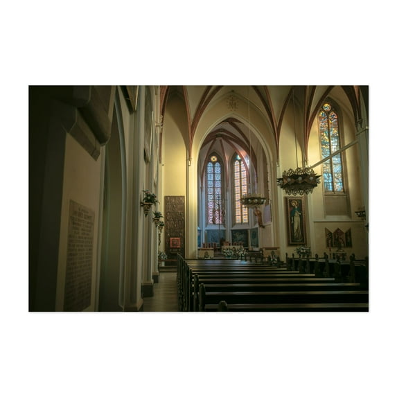 Immaculate Conception of the Blessed Virgin Mary, Katowice - Katowice Silesia Poland Photography Architecture Gothic Cathedral Unframed Wall Art Print 20 x 28 inches