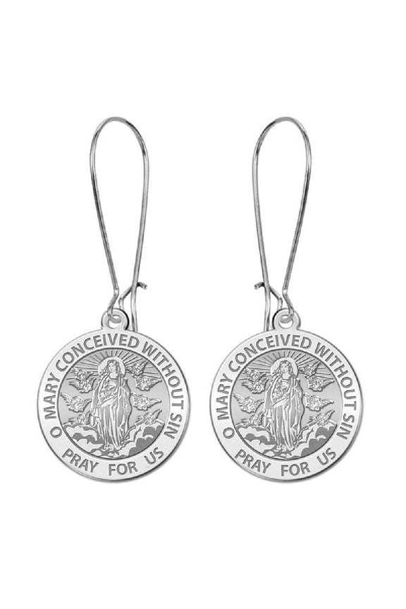 Immaculate Conception Earrings  - 15mm - Solid Sterling Silver