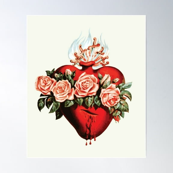 Immaculate Heart Of Mary Vintage Poster Wall Art, Modern Wall Decor For Living Room Bedroom, 8x12 UNFRAMED