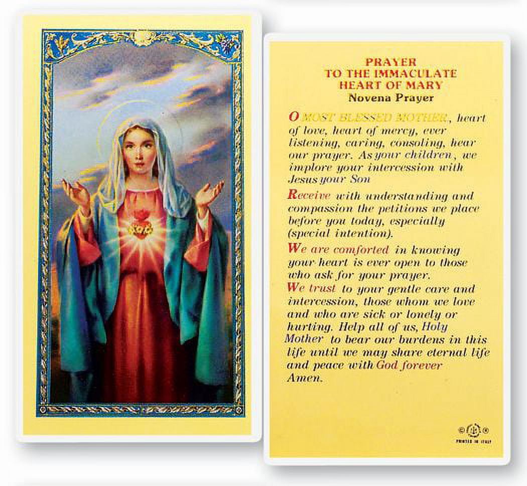 Immaculate Heart of Mary Novena Laminated Catholic Prayer Holy Card ...