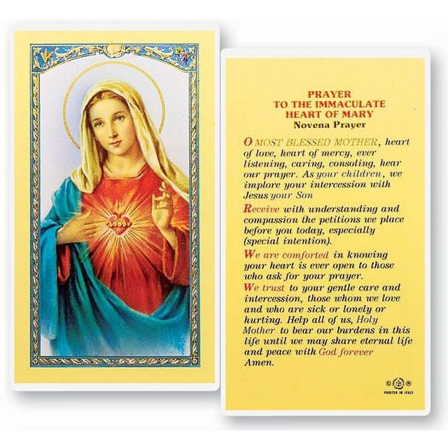 Immaculate Heart of Mary Novena Laminated Catholic Prayer Holy Card ...