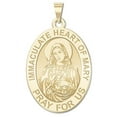 thumbnail image 1 of Immaculate Heart of Mary Oval Religious Medal Color - 1/2 X 2/3 Inch Size of Dime, Solid 14K White Gold, 1 of 1