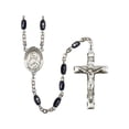 thumbnail image 1 of Immaculate Heart of Mary Silver-Plated Rosary 8x5mm Black Onyx Beads Crucifix Size 1 3/4 x 1 medal charm, 1 of 1