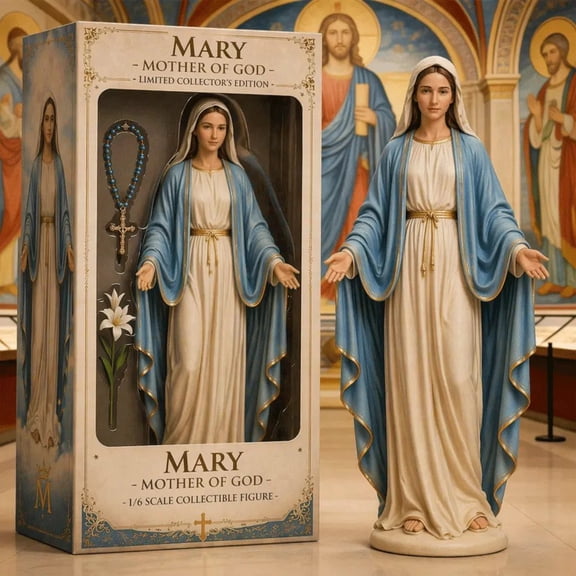 Immaculate of Mary Statue, 10" H Blessed Holy Mother Virgin Mary Figure for Altar, Devout Home Decor, Religious Gifts to Mom, Hand Painted Renaissance Sculpture