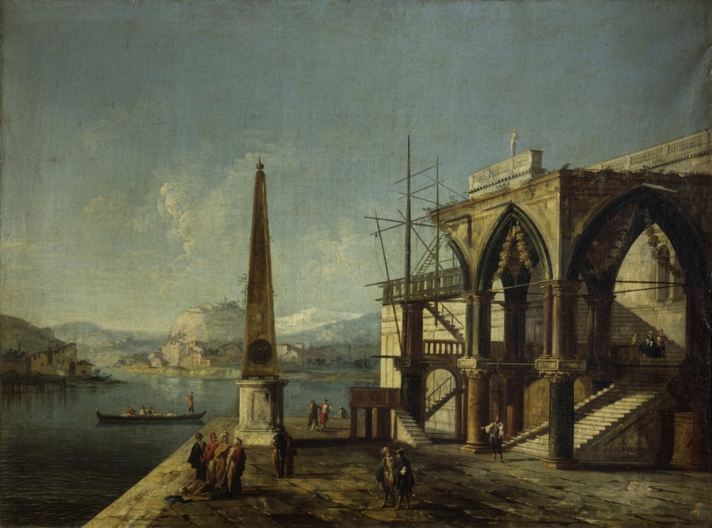 Immaginary View With Arch Canvas Art - (24 x 18)