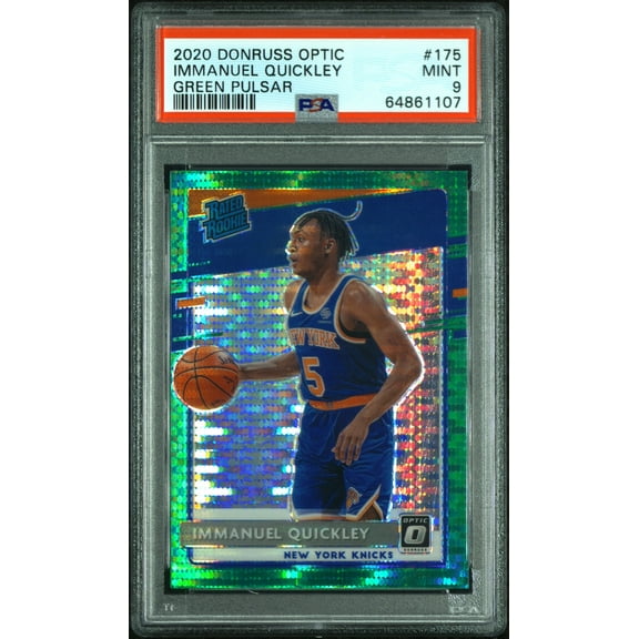 Immanuel Quickley New York Knicks 2020 Donruss Optic Green Pulsar Rookie Card PSA Mint 9