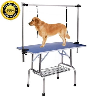 Pet Grooming Table, Foldable 30 Inch Rubber Mat Pet Table with Arm