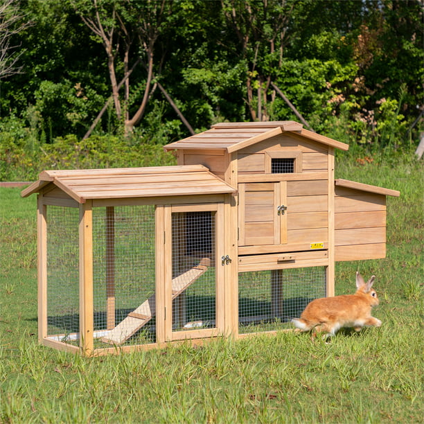 Immere 59 inch Rabbit Hutch, Outdoor Wooden Pet Bunny House Wooden Cage