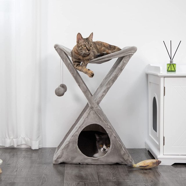 Immere Foldable Cat Tree with Hammock Condo Scratching Post Pad