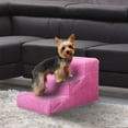 thumbnail image 1 of Immere Pet Stairs 3 Steps Indoor Dog Cat Steps Ramp Ladder for Puppies Up to 55 lbs, dark Pink, 1 of 7