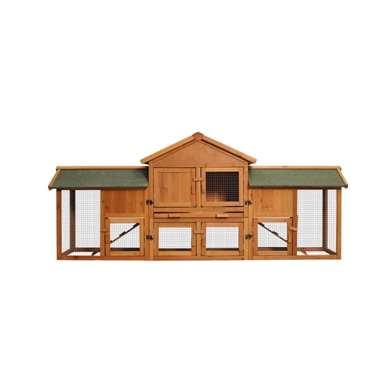 Immere Rabbit Hutch Indoor Outdoor Bunny Cage with Large Run,Chicken Coop Wooden Small Animal House Upgrade with Bottom PVC Layer,Waterproof Roof