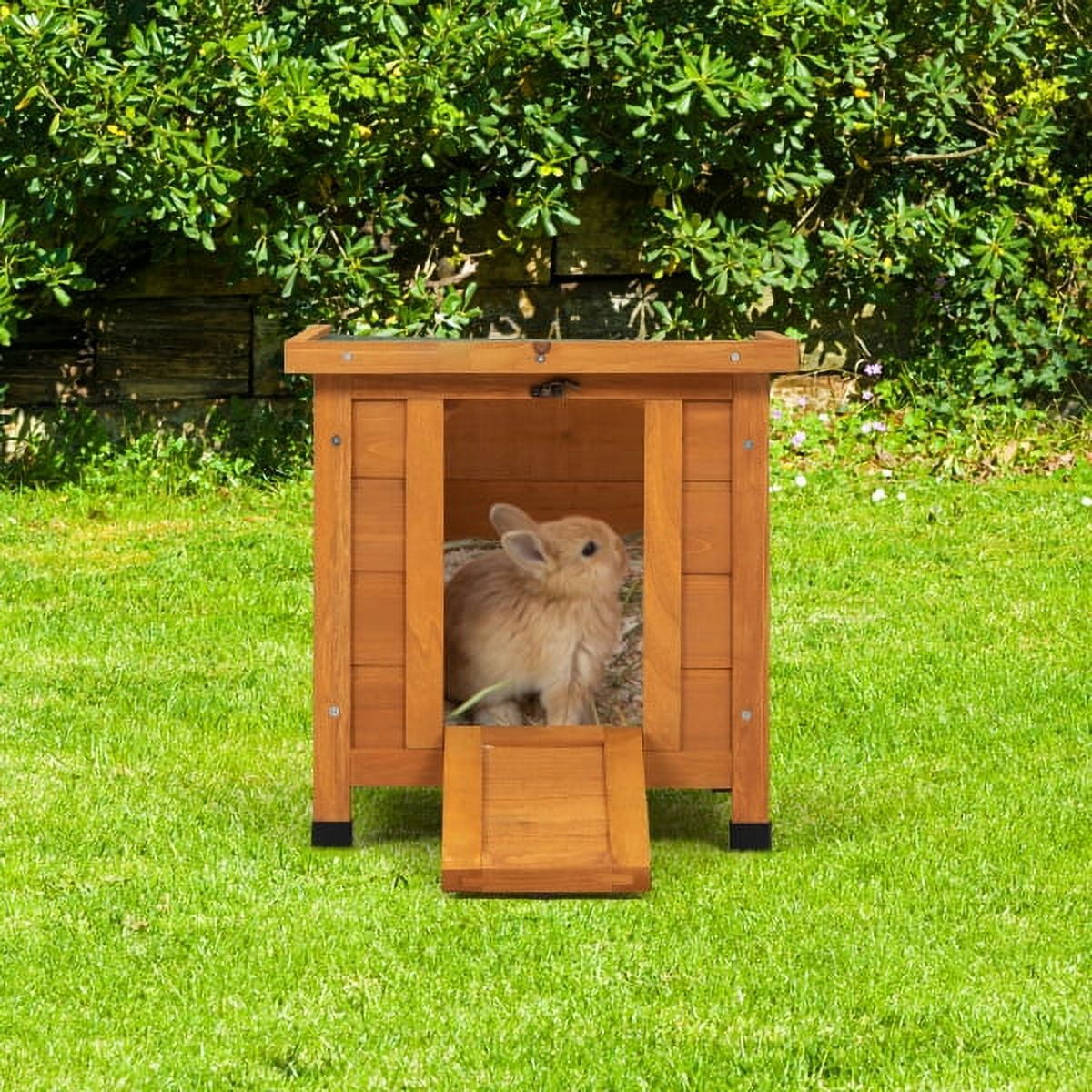 Immere Small Animal House, Raised Pet Home, Ideal for Bunnies, Guinea Pigs, and Turtles, Bright Orange