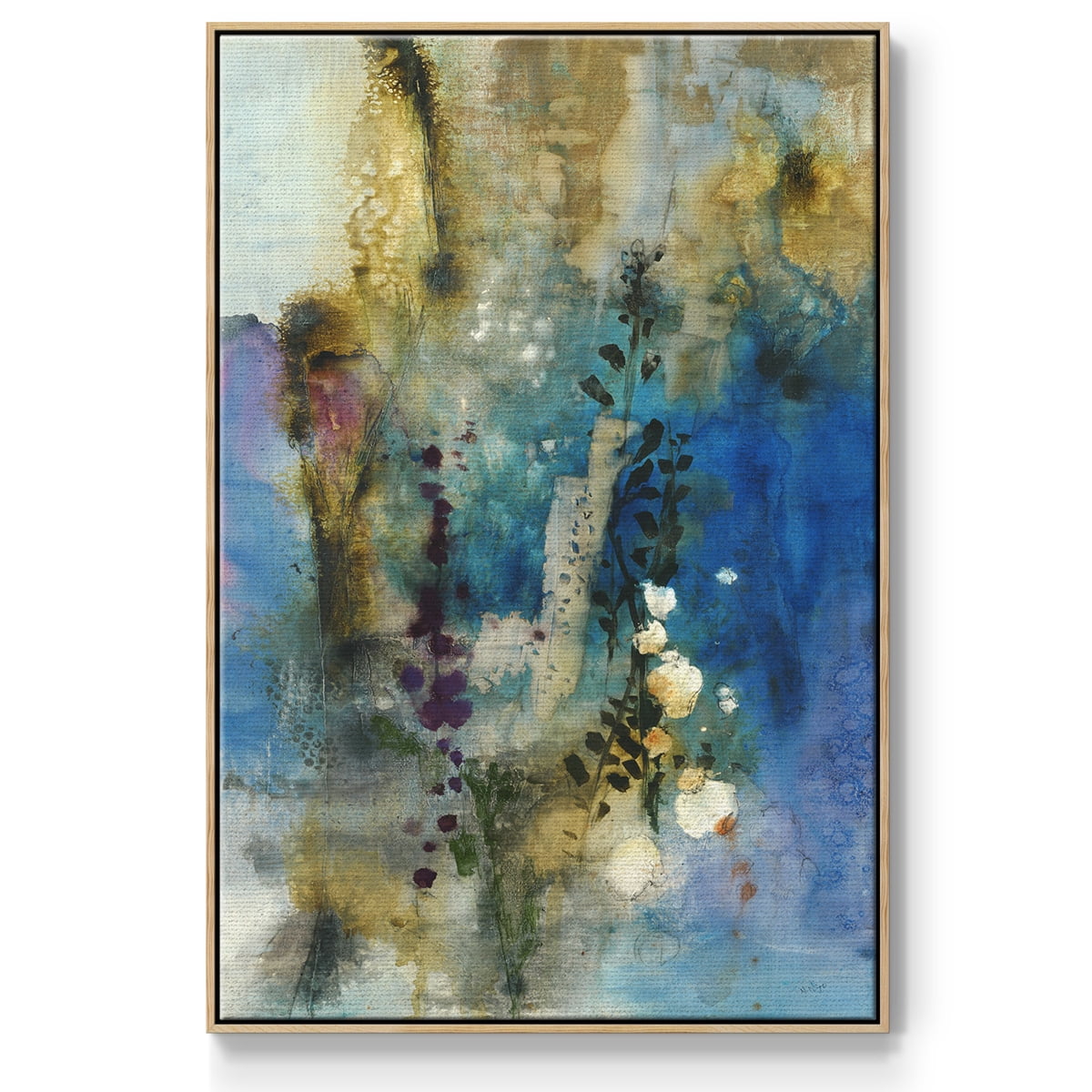 Immerge I Framed Premium Gallery Wrapped Canvas - Ready to Hang - 25 x 37 - Natural Wood Floating Frame
