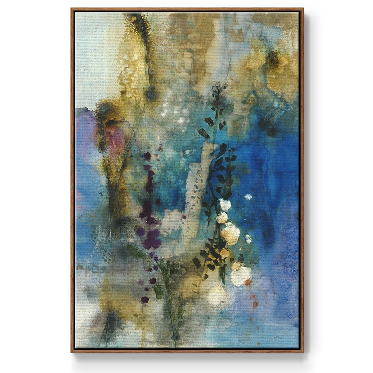 Immerge I Framed Premium Gallery Wrapped Canvas - Ready to Hang - 25 x 37 - Walnut Floating Frame